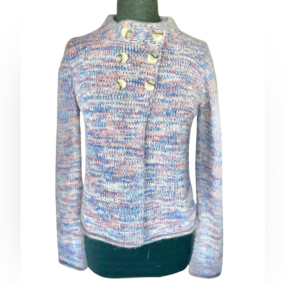 French Connection Wool Angora Blend Double Breasted Wrap Mock Neck Sweater Sz L